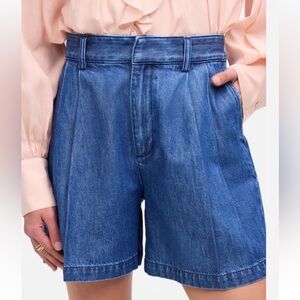 NEW Madewell The Harlow Superwide Jean Shorts 26 Sits Low at Hips Pleats Relaxed